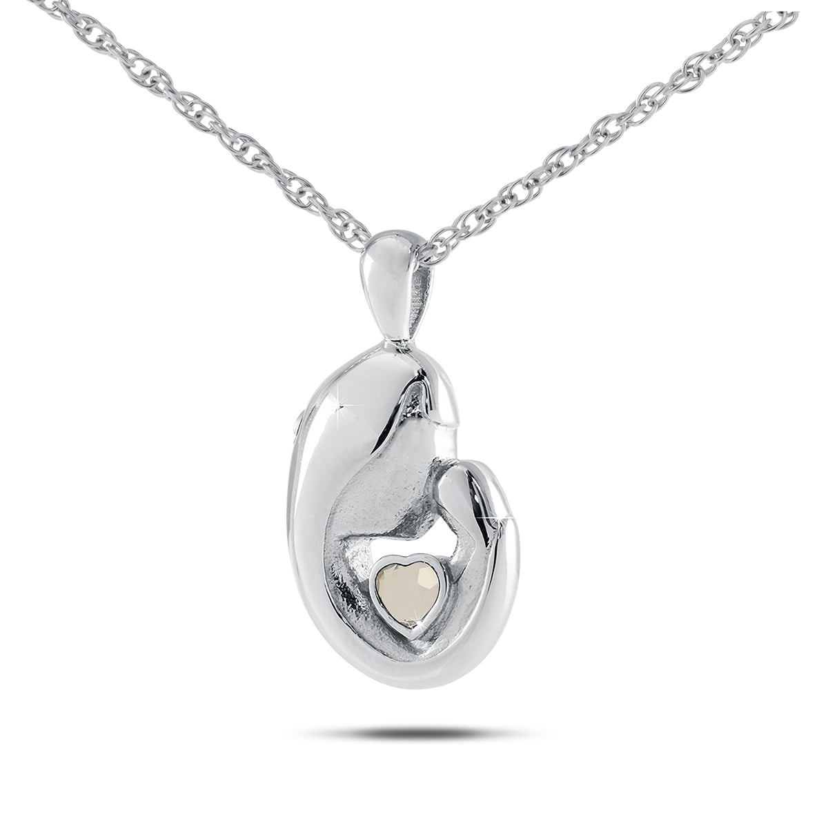 April w/ Clear Zirconia Stainless Steel Keepsake